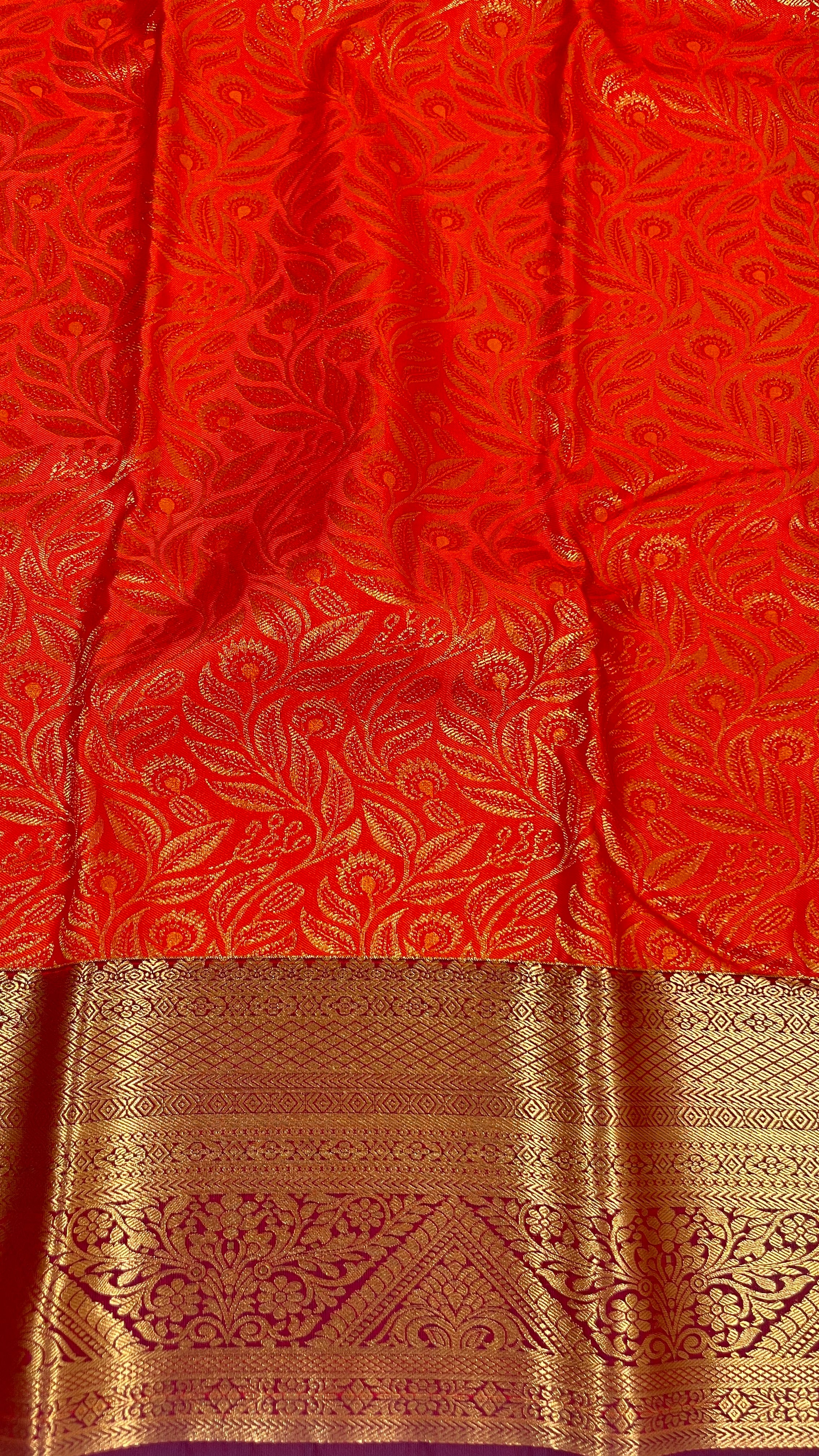 Aarunya Radiance – Orange & Maroon Semi Silk Saree