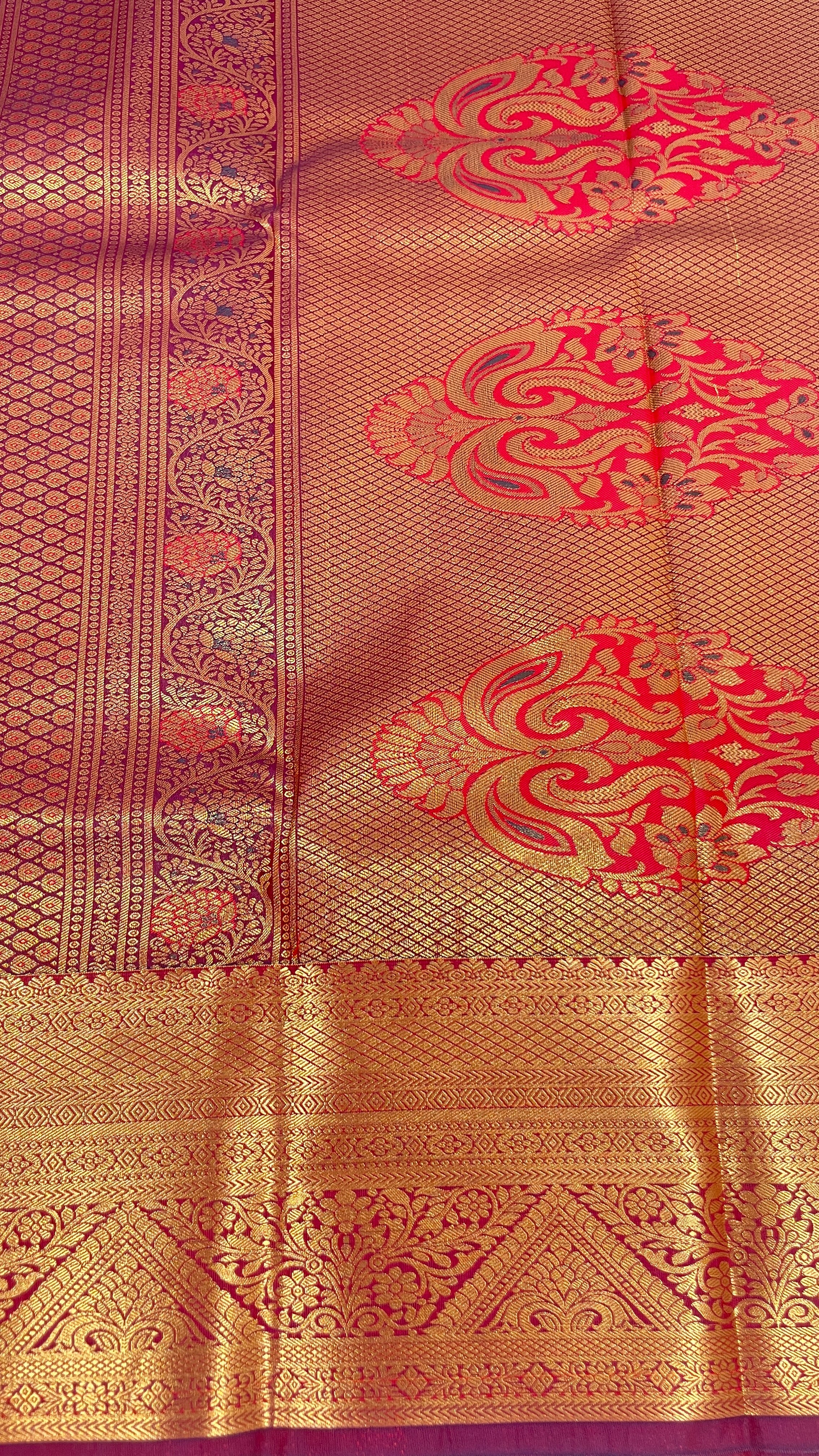 Aarunya Radiance – Orange & Maroon Semi Silk Saree